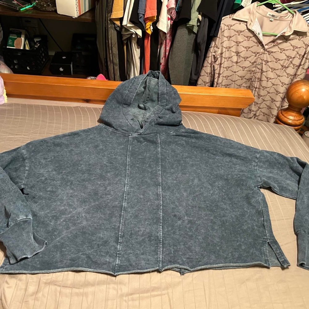 vanilla star blue acid wash hoodie